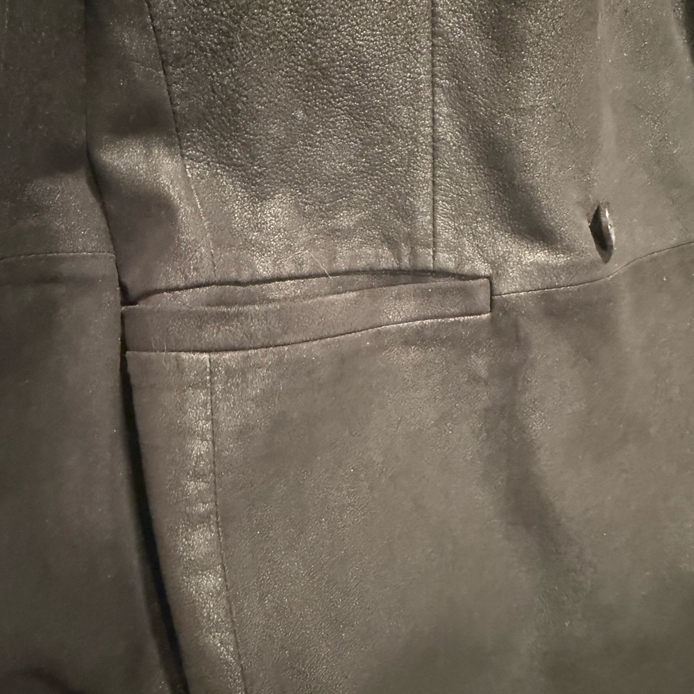 John Varvatos EUC Men's Size Eu 48 US 38 Black Double-Breasted Sheepskin Blazer - Picture 13 of 16